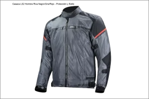Casaca LS2 Hombre Riva en negro, gris oscuro y rojo