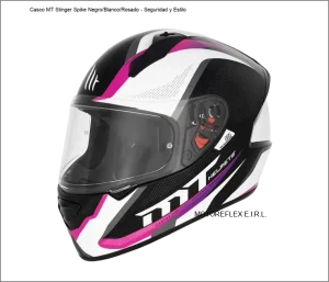 Casco MT Stinger Spike negro metal/blanco/rosado