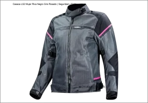 Casaca LS2 Mujer Riva Negro Gris Oscuro Rosado