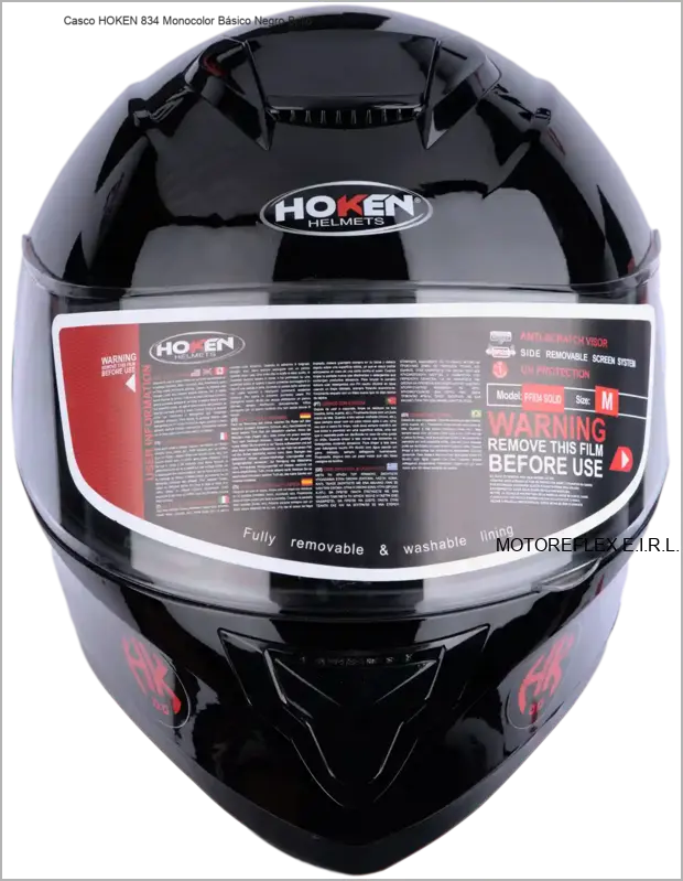 Casco HOKEN 834 Monocolor Básico Negro Brillo 2