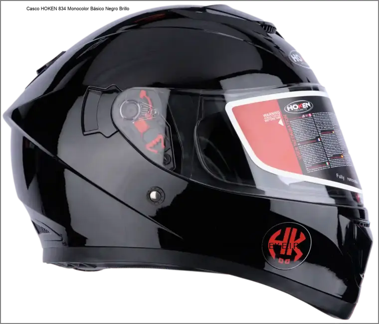 Casco HOKEN 834 Monocolor Básico Negro Brillo