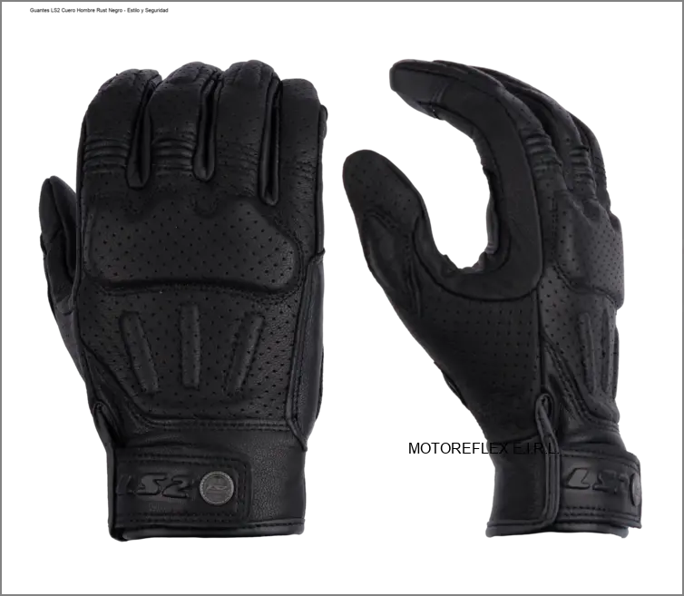 Guantes LS2 Cuero Hombre Rust Negro