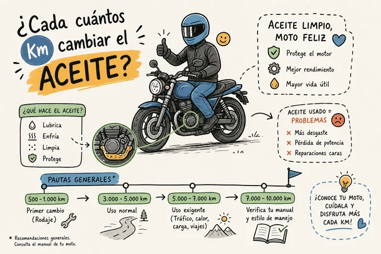 ¿Cada cuántos km se cambia el aceite de moto?