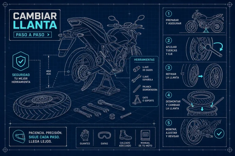 Cambiar llanta de moto: guía segura paso a paso