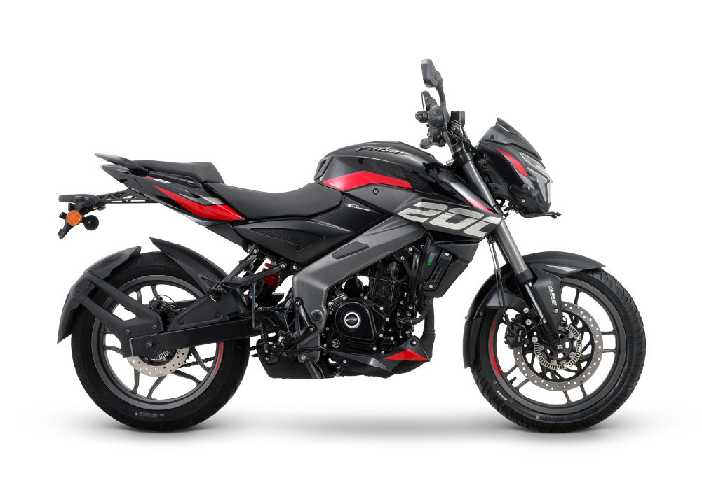 Bajaj Pulsar NS200 en negro satinado, vista de perfil